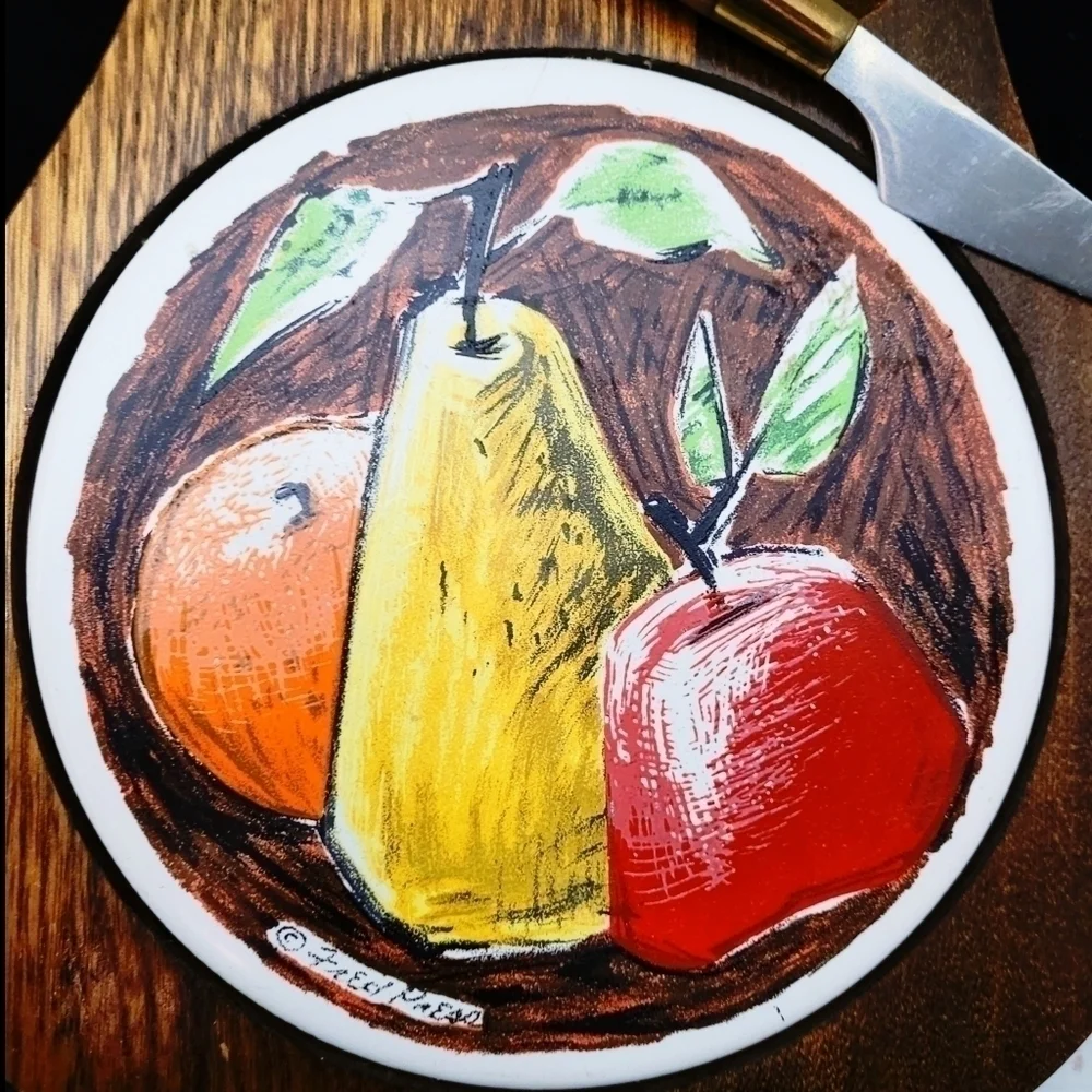 1950s Vintage Fred Press Teak Sere wood Japan cheese charcuterie board w knife